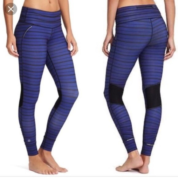 Athleta Pants - Athleta Relay Striped Tight Purple Leggings